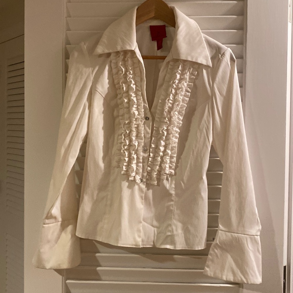 Women's tuxedo blouse with bell sleeves